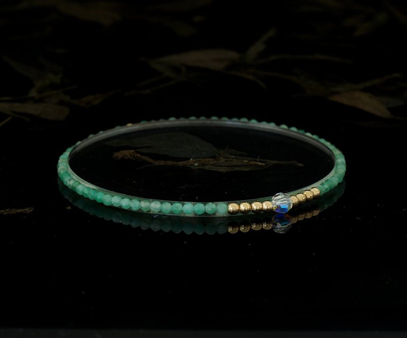 Superfine 1/20 14K Gold Filled Emerald Bracelet - สร้อยข้อมือ - เครื่องเพชรพลอย 