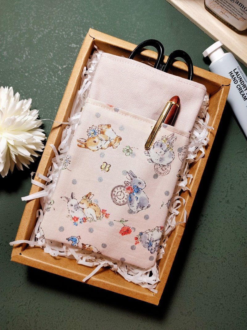 Hand-sewn-Nurse/Physician double-layer pencil case-color version (Garden Bunny) - Pencil Cases - Cotton & Hemp Pink