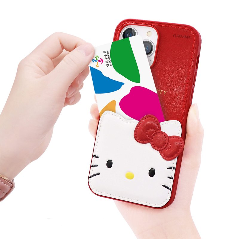 GARMMA Hello Kitty iPhone 14系列 燙金皮革保護套 經典紅 - 手機殼/手機套 - 塑膠 紅色