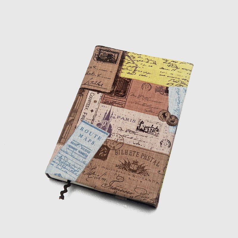Travel book cover with bookmark handmade Print Cotton Fabric canvas - Notebooks & Journals - Cotton & Hemp Multicolor