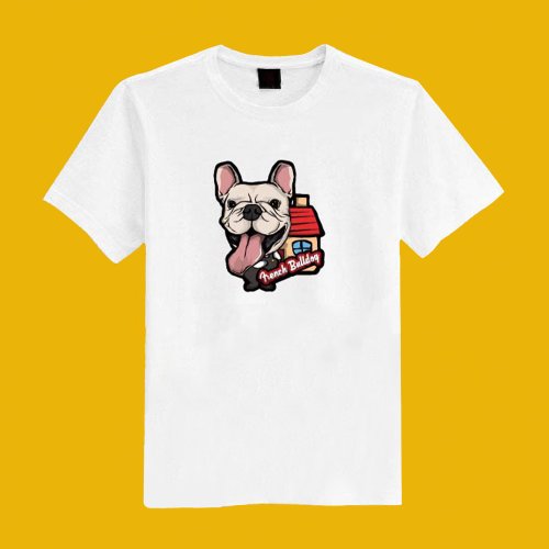 CHIC SHOP 插畫設計館 小豬 法鬥 狗 原創 白 短T 衣服 T恤 情侶裝 童裝 母子裝 女裝