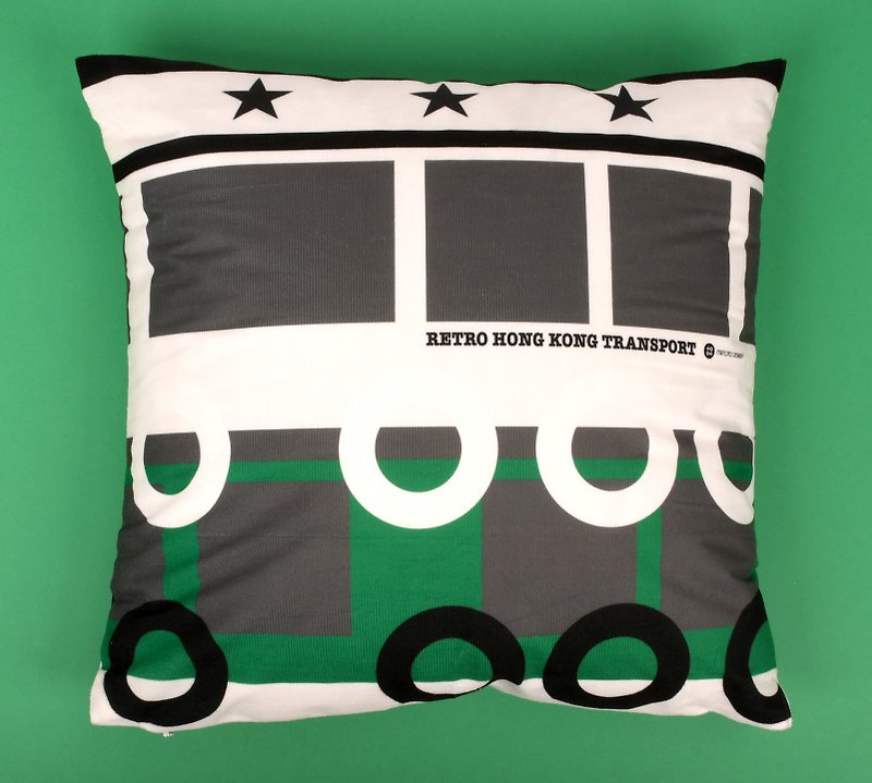 Retro Transports of Hong Kong Style Designer Cushion Pillow - Star Ferry - หมอน - เส้นใยสังเคราะห์ สีเขียว