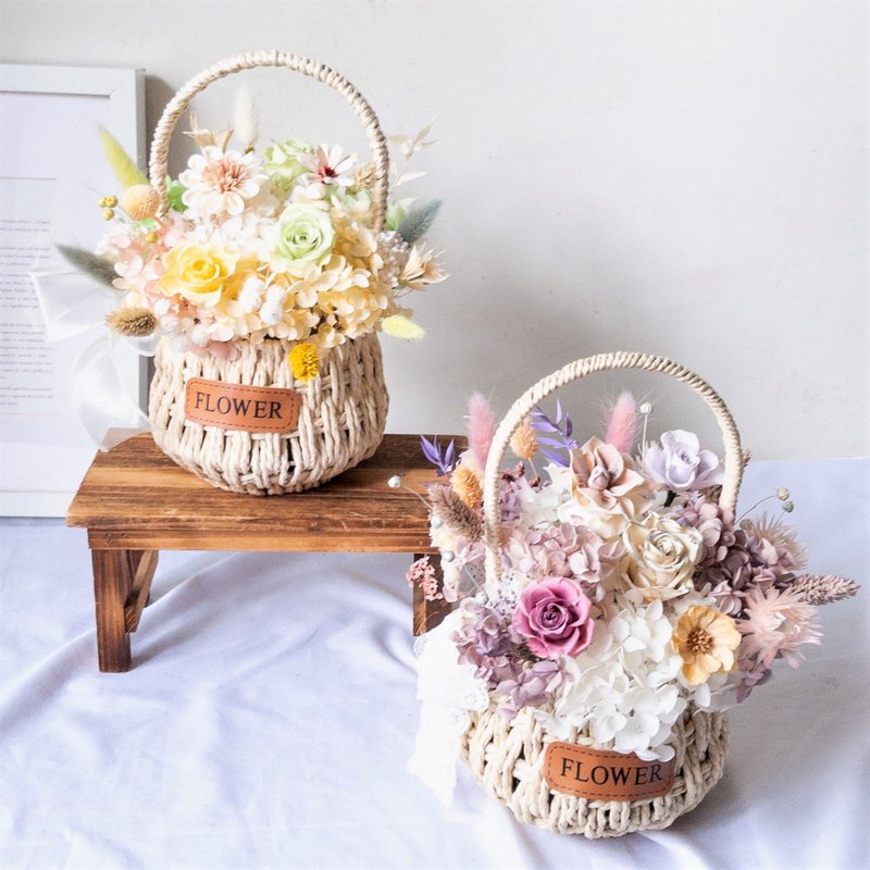 Eternal Flower Basket | Morandi Purple | Yellow Green - Dried Flowers & Bouquets - Plants & Flowers 