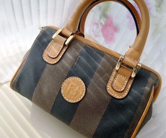 Amazing Vintage Fendi Pequin Boston Bag 