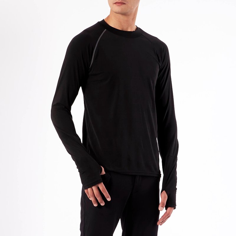コットンシード157長袖ティーブラック - Tシャツ メンズ - その他の素材 ブラック
