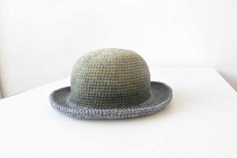 Handmade knit dome cap - green - หมวก - ขนแกะ สีเขียว