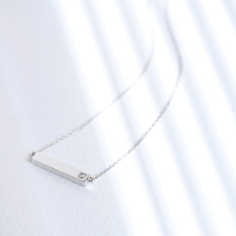 Stone Bar Necklace Silver 925 - Necklaces - Other Metals Silver