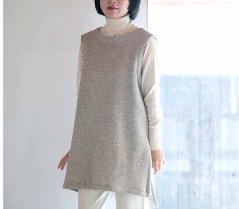 Organiccotton ヤク裏起毛ニットチュニックベスト - 女上衣/長袖上衣 - 其他材質 灰色