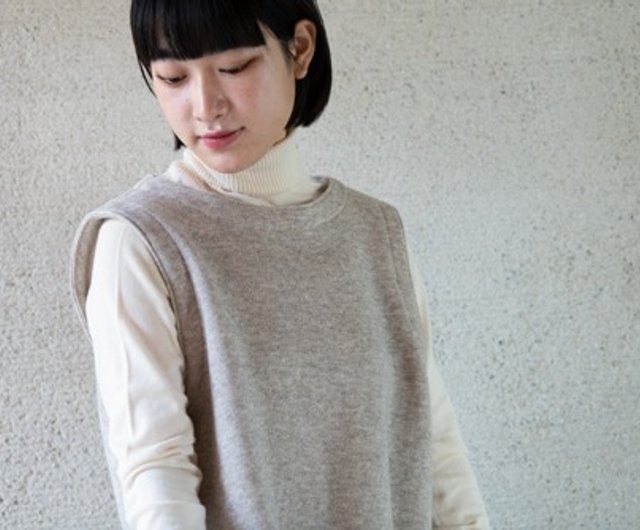 Organiccotton ヤク裏起毛ニットチュニックベスト - ショップ COCOCOCO トップス - Pinkoi