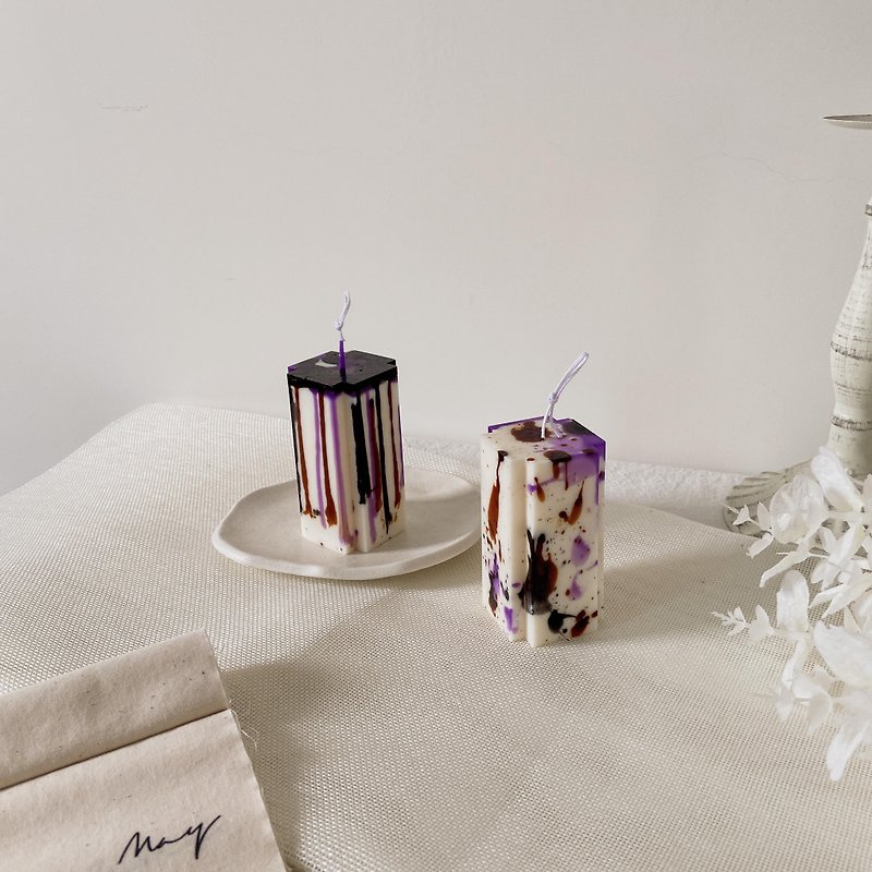 Shaped Scented Candles_Splashing Ink Candles - Candles & Candle Holders - Wax White