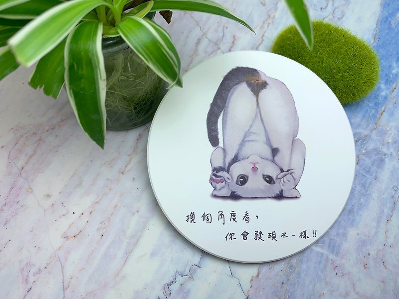 Animal illustration ceramic absorbent coaster [change the angle] - Coasters - Pottery White