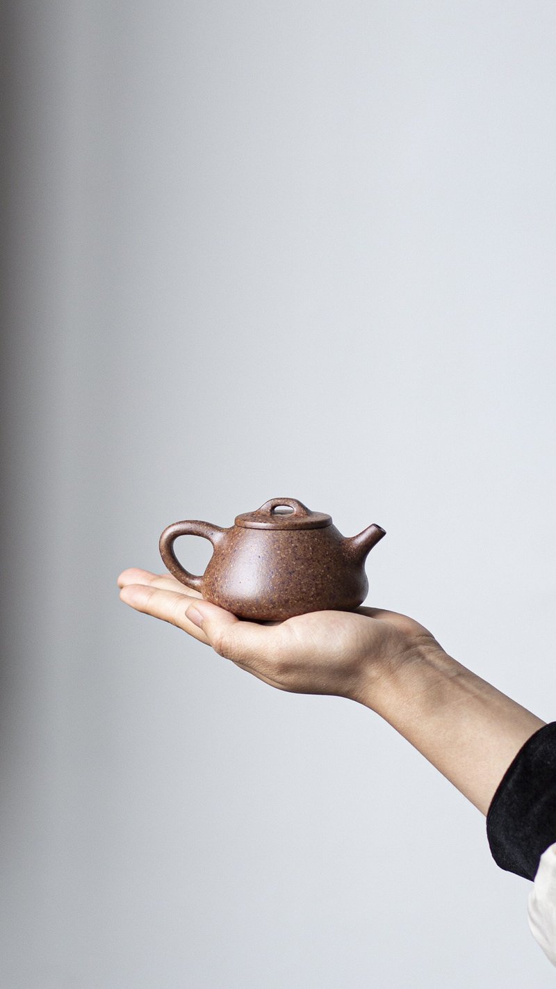 小石瓢   老紫泥特高温烧制 明代经典器 雅致小品 出水直流顺爽宜 - 茶壺/茶杯/茶具 - 陶 灰色
