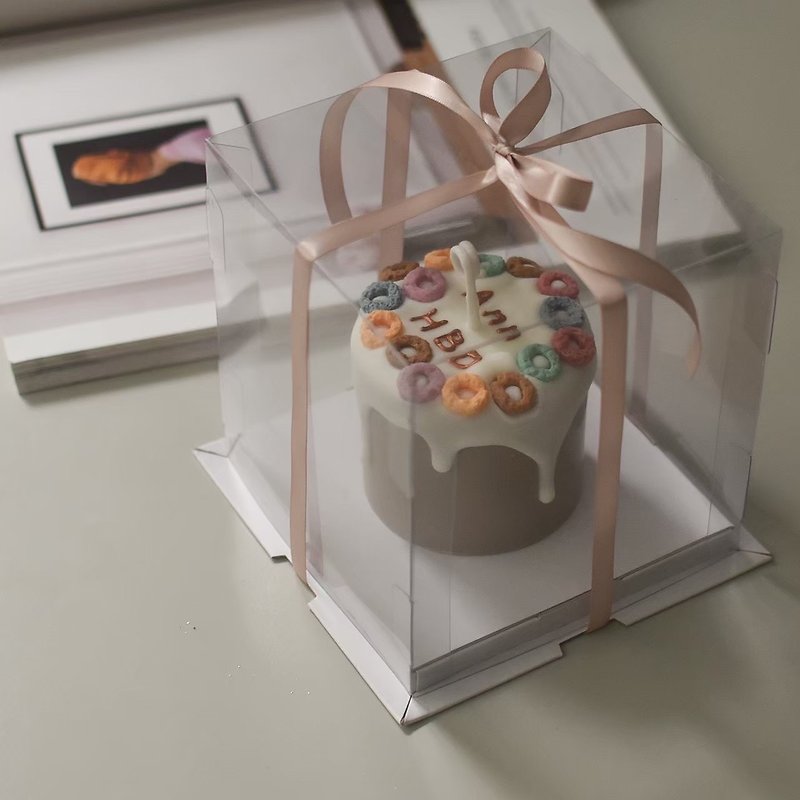 オートミール型の 3 インチ ケーキ キャンドル、香り付きキャンドル、ソイ蝋ホーム デコレーション - キャンドル・燭台 - 蝋 