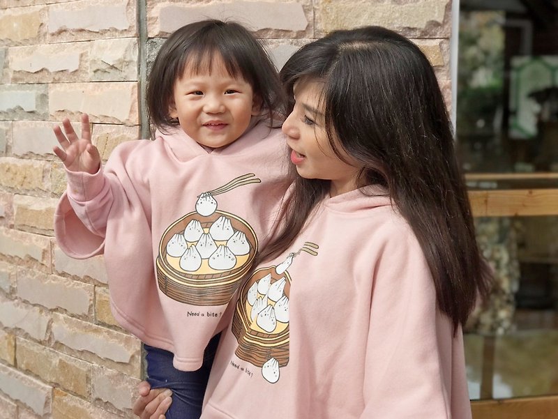 Mochi Rabbit heart poncho (Mother and daughter outfit) - ชุดครอบครัว - ผ้าฝ้าย/ผ้าลินิน สึชมพู