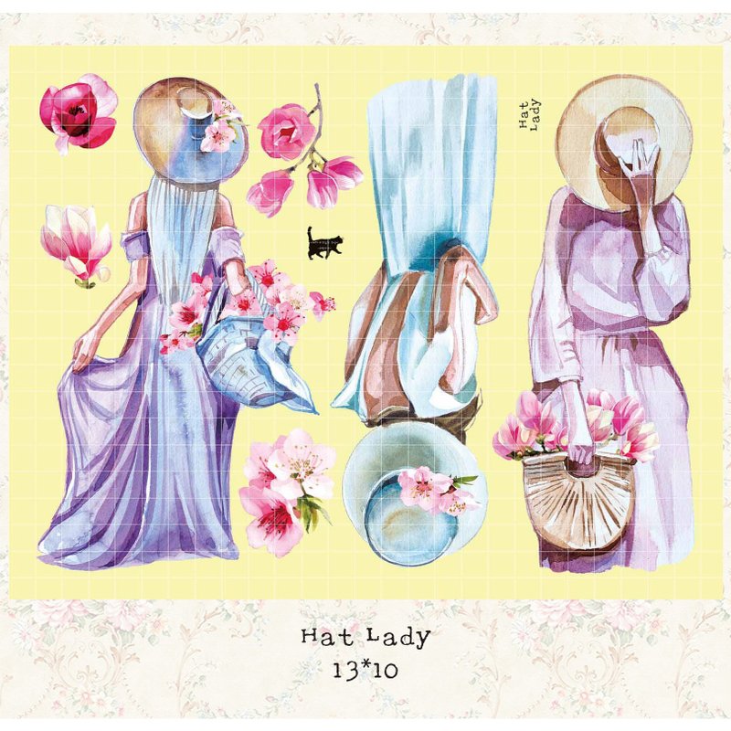 lady in a hat - PET (blue lion) (suyeon) person sticker girl sticker - 貼紙 - 紙 紫色