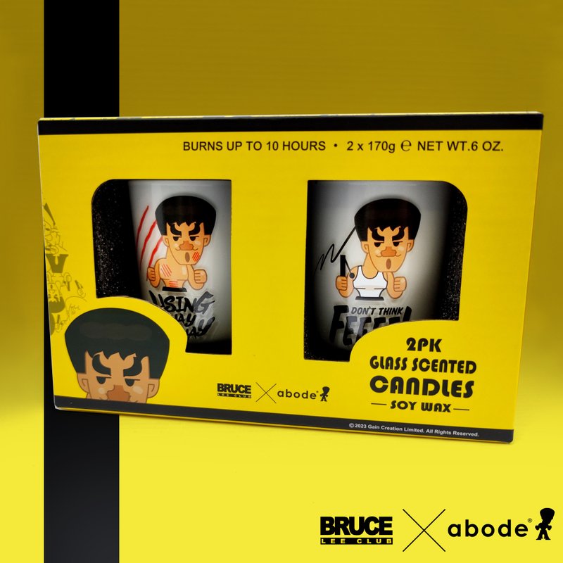 Set of 2 Glass Scented Candles (Soy Wax)---Bruce Lee Club X abode Series - Candles & Candle Holders - Colored Glass 