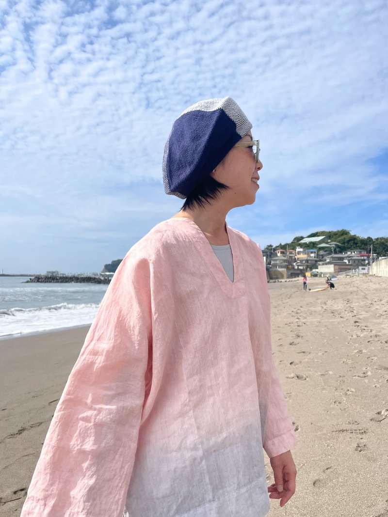 Before Sunset 泥染めしたイタリア製リネンを使用したリラックス感のあるドレス Short dress 夕日を纏う Italy Linen - 洋裝/連身裙 - 棉．麻 粉紅色