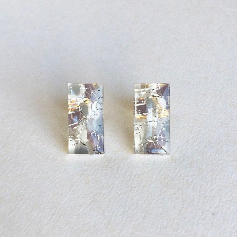 レースレクタングルピアス/イヤリング - 耳環/耳夾/耳骨夾 - 樹脂 銀色