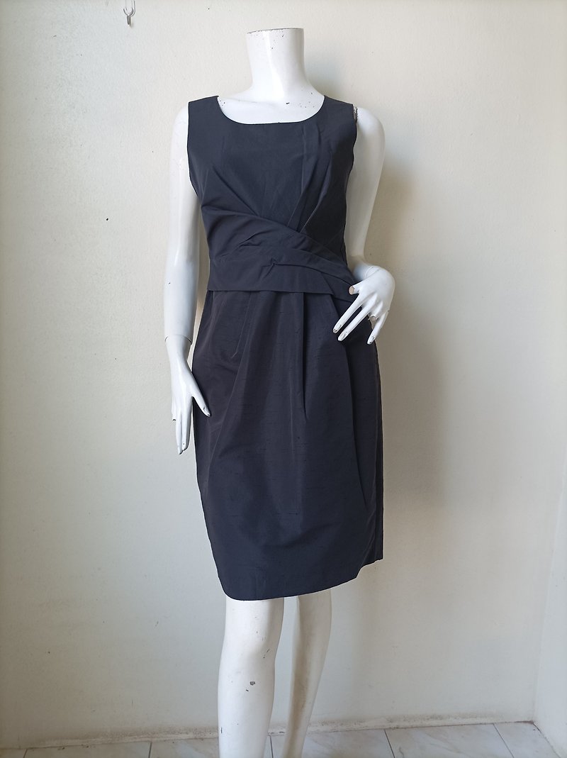Vtg DKNY Black Party Dress / DKNY Black Silk Polyester Cocktail Dress Sz 4 - One Piece Dresses - Polyester 