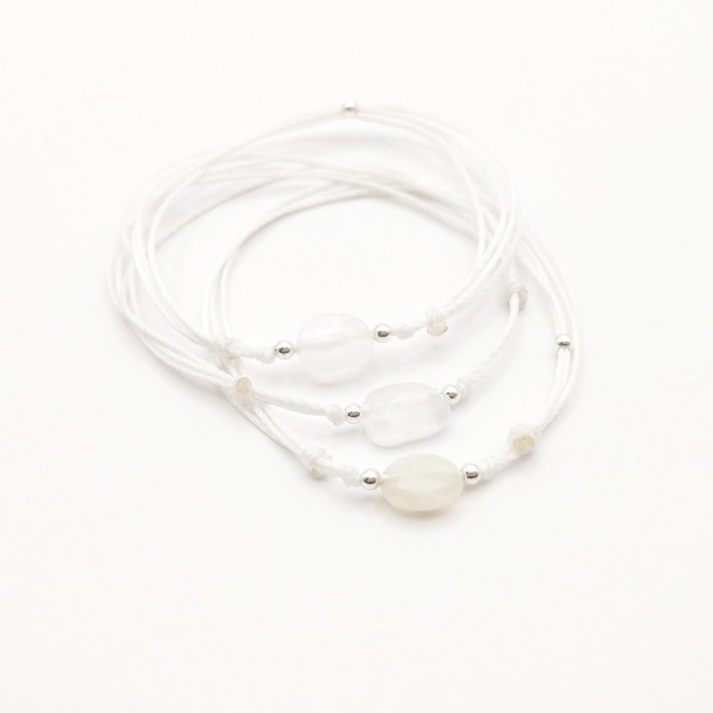 Natural Crystal Moonstone Accompanying Stone Waterproof Wax Thread Bracelet - Bracelets - Crystal 