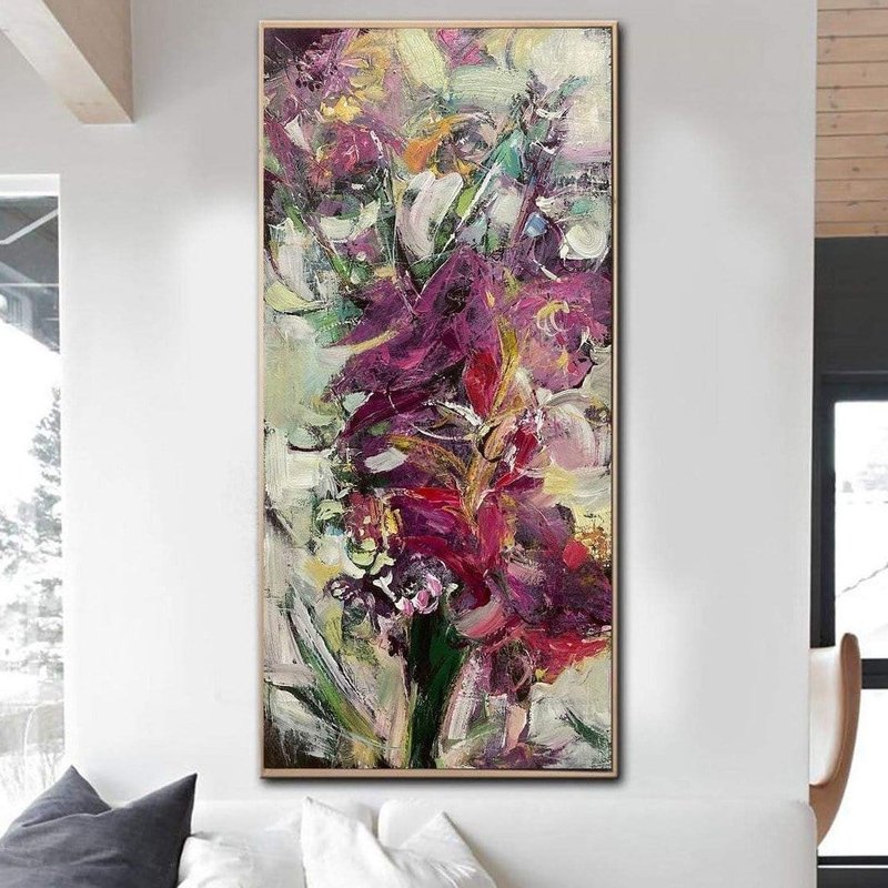 Abstract Canvas Flowers Bouquet Painting Colorful Oil Painting Wall Art Abstract - 壁貼/牆壁裝飾 - 壓克力 多色