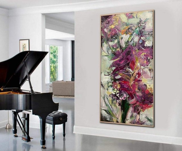 抽象キャンバス花花束絵画カラフルな油絵壁アート抽象 - ショップ