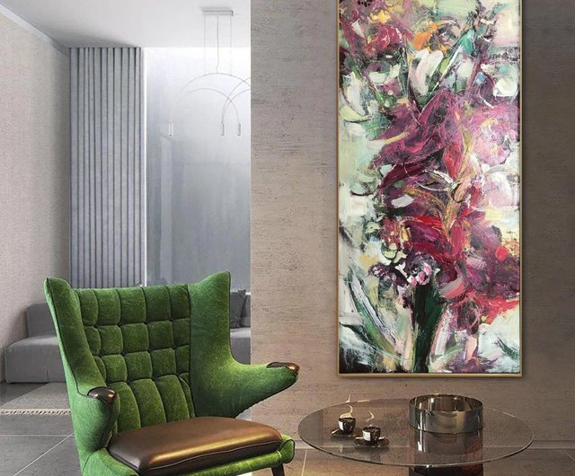 抽象キャンバス花花束絵画カラフルな油絵壁アート抽象 - ショップ