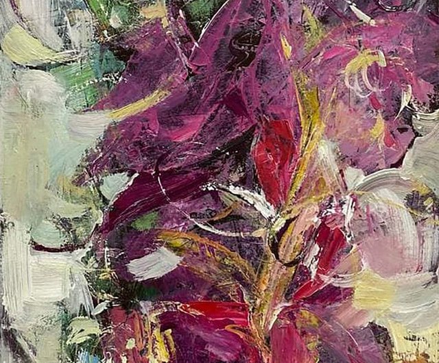 抽象キャンバス花花束絵画カラフルな油絵壁アート抽象 - ショップ