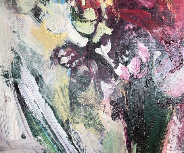 最適な価格 油絵花びらたち抽象画 絵画