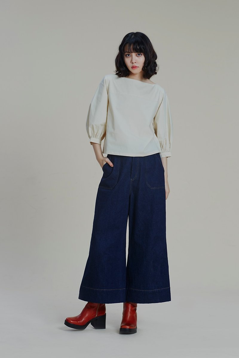 Shan Yong Creamy Elegant Collar Top - เสื้อผู้หญิง - ผ้าฝ้าย/ผ้าลินิน 