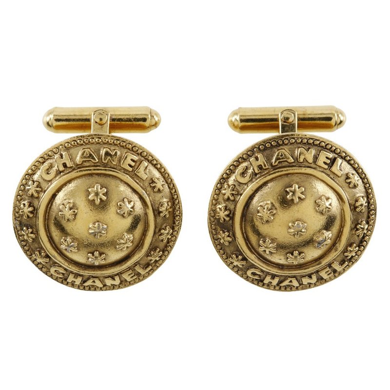 【日本直送】シャネル CHANEL ロゴ カフス フラワー ヴィンテージ 金メッキ メンズ【中古】 - 袖扣 - 其他金屬 金色
