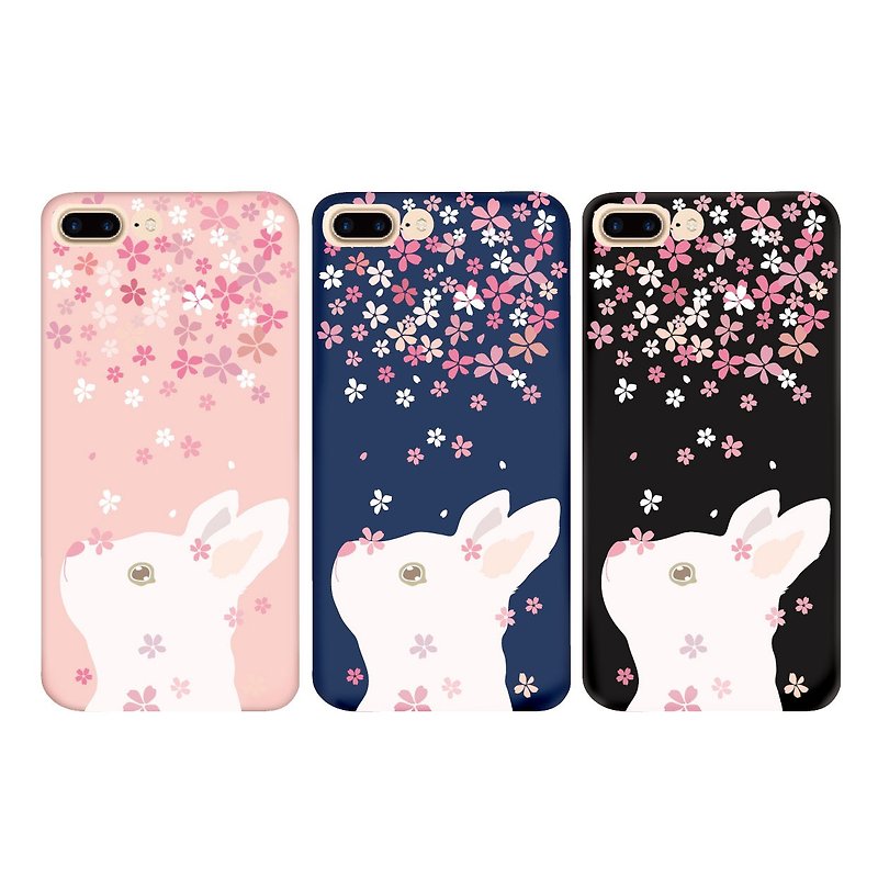 三色櫻花與白兔小姐手機殼 - 手機殼/手機套 - 矽膠 多色