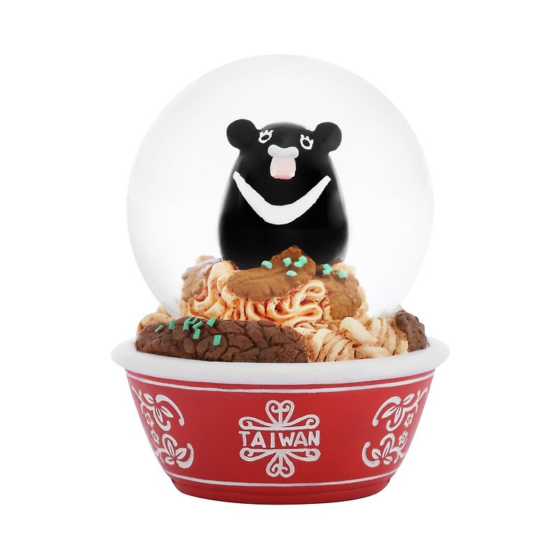 Taiwan Image-Black Bear Beef Noodle Crystal Ball Decoration Birthday Christmas Exchange Gift Taiwan Gifts - ของวางตกแต่ง - แก้ว 