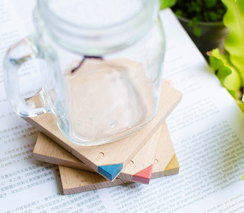 [Wooden Coaster] Three-in-beak is super cost-effective, customized color matching, essential small items for picnic kitchen - ที่รองแก้ว - ไม้ สีนำ้ตาล