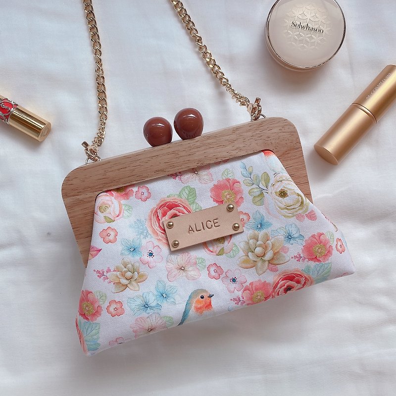 Mother's Day Limited Time Offer/Pink and Marble Square Box Bag/Shoulder Bag/Cross Bag/With English Letter Leather - กระเป๋าแมสเซนเจอร์ - ผ้าฝ้าย/ผ้าลินิน 