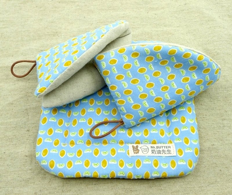 Exclusive order. Yellow lemon insulated gloves without pad - Cookware - Other Materials Blue