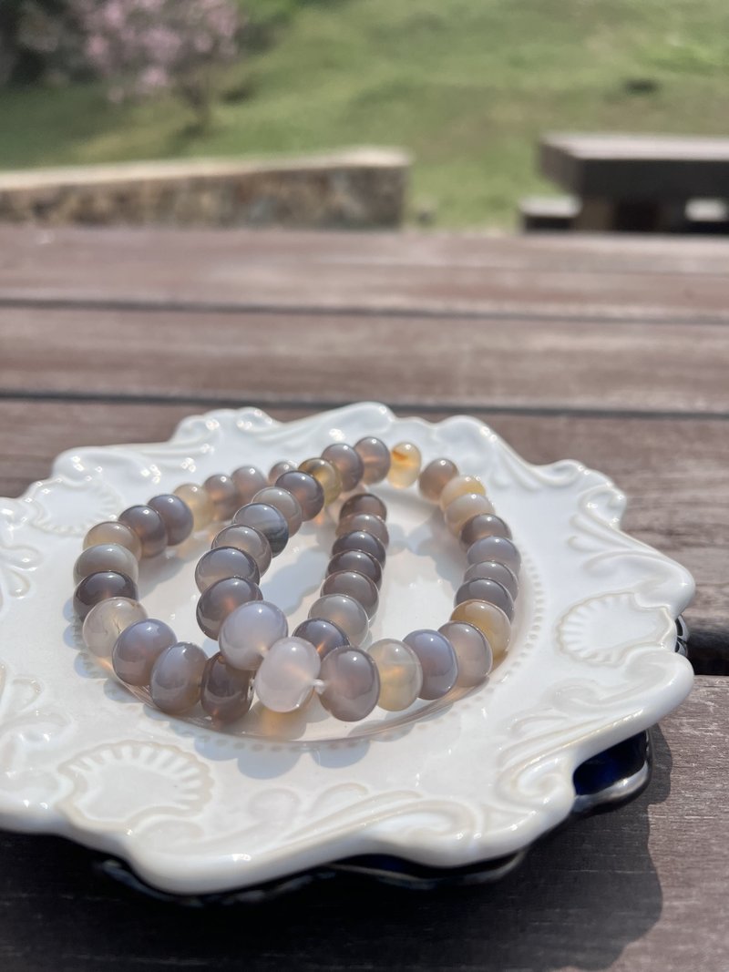 Gray agate abacus beads 16 hand circumference 12mm - สร้อยข้อมือ - คริสตัล สีเทา