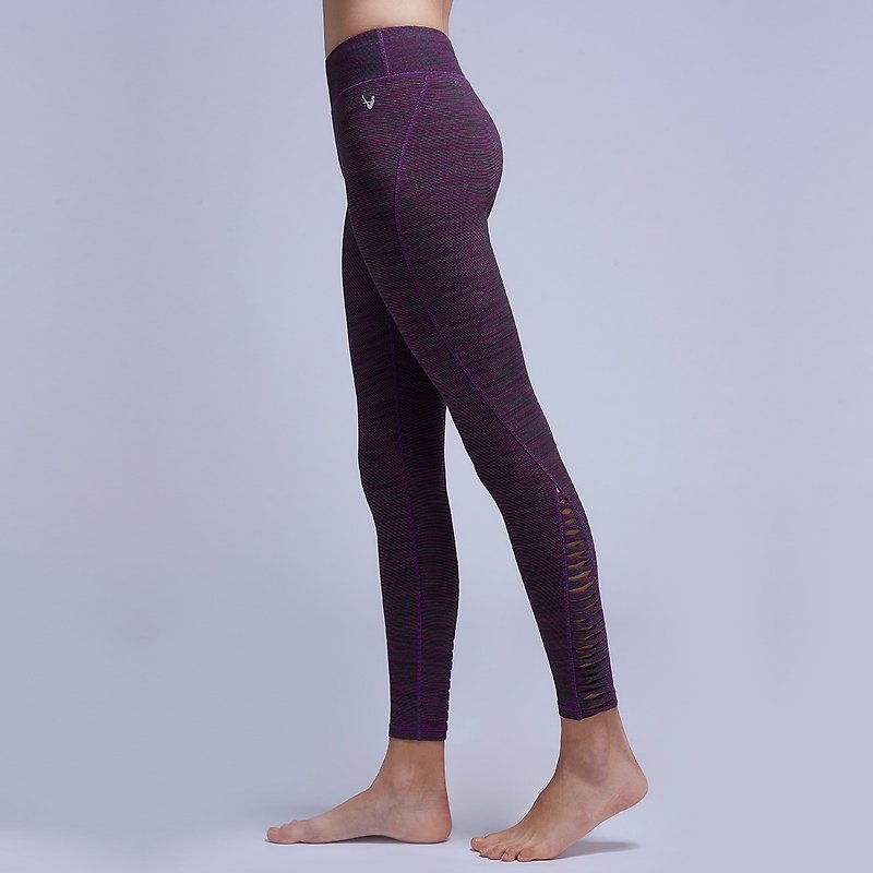 [MACACA] comfortable return to twist pants - AQE7093 purple peach stripes - กางเกงวอร์มผู้หญิง - ไนลอน สีม่วง
