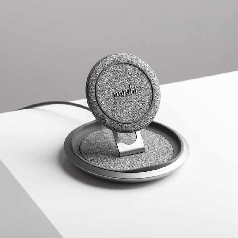 鋁合金 無線充電器 灰色 - Moshi Lounge Q 15W 直立可調式無線充電盤 充電座