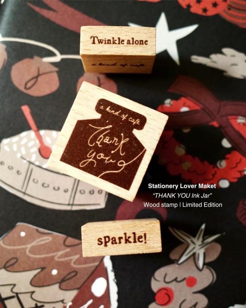【什物】2025文具小集馬來西亞限定章 | 墨水瓶 Thank you - 印章/印台 - 木頭 咖啡色