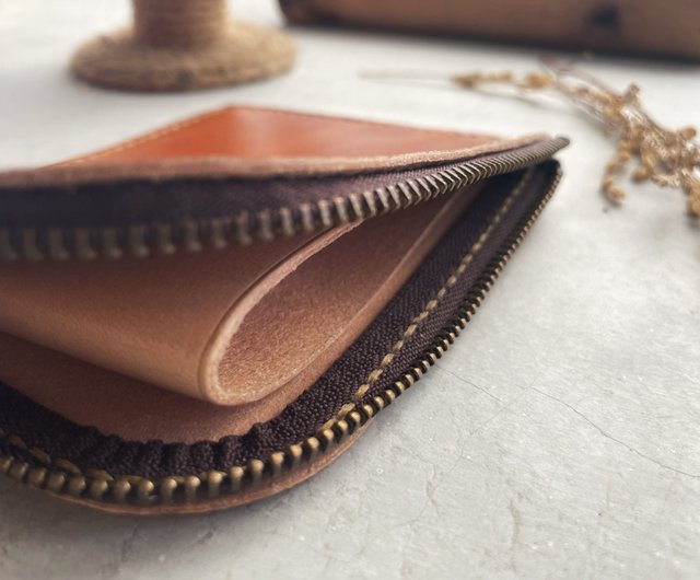 ハンドメイドベジタブルタンニンレザー L字ファスナー長財布手