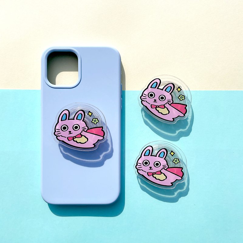 Flying Rabbit in the Sky | Acrylic cell phone air bag holder - Phone Accessories - Acrylic Pink