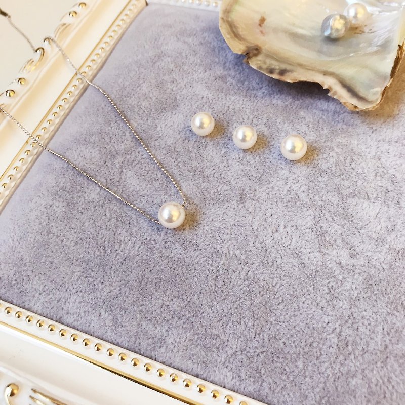 AKOYA Japanese Pearl Sterling silver necklace - สร้อยคอ - ไข่มุก ขาว