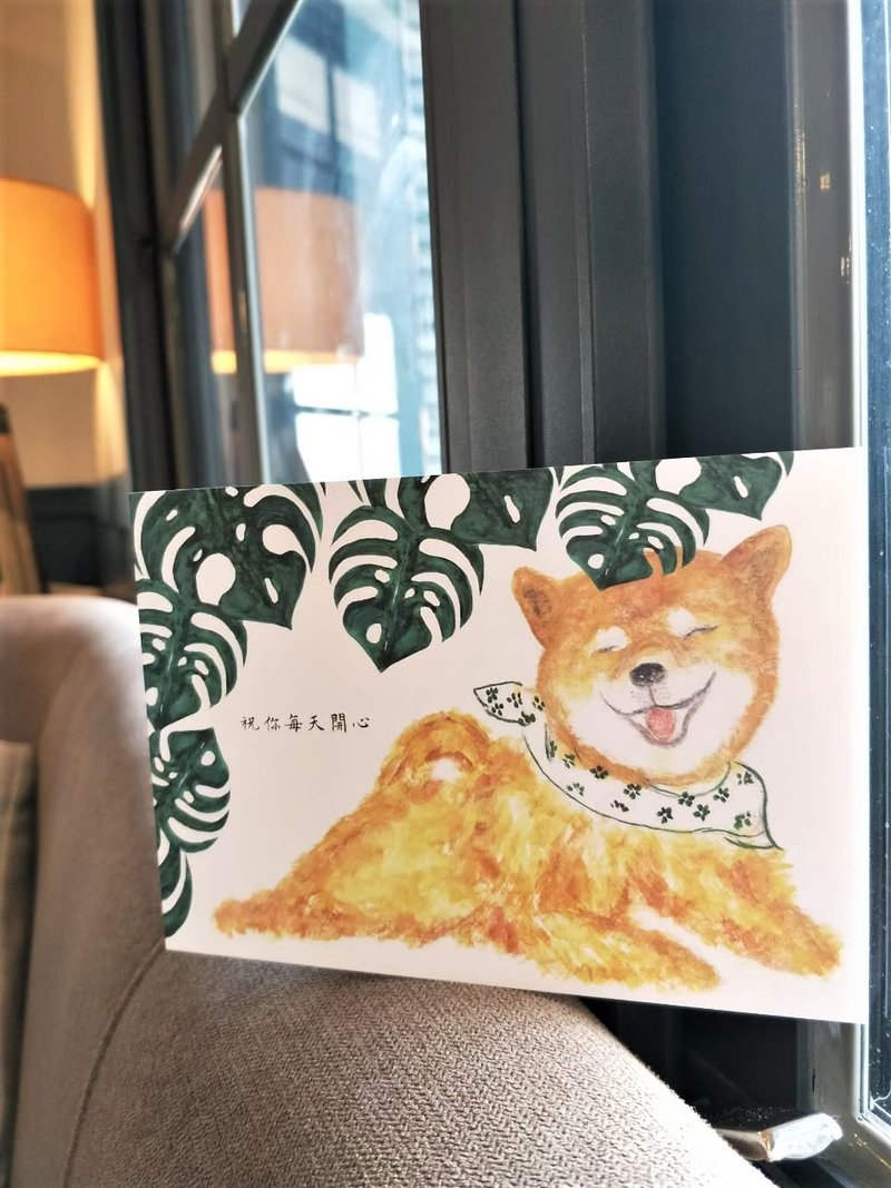 Postcard/萬用明信片/明信片/手繪/柴犬 - 卡片/明信片 - 紙 白色