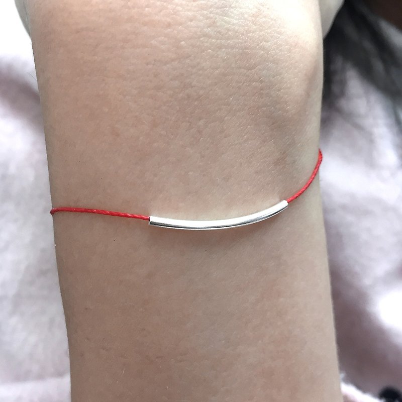 Curved Silver String Bracelet | Love Bracelet | Red Bracelet