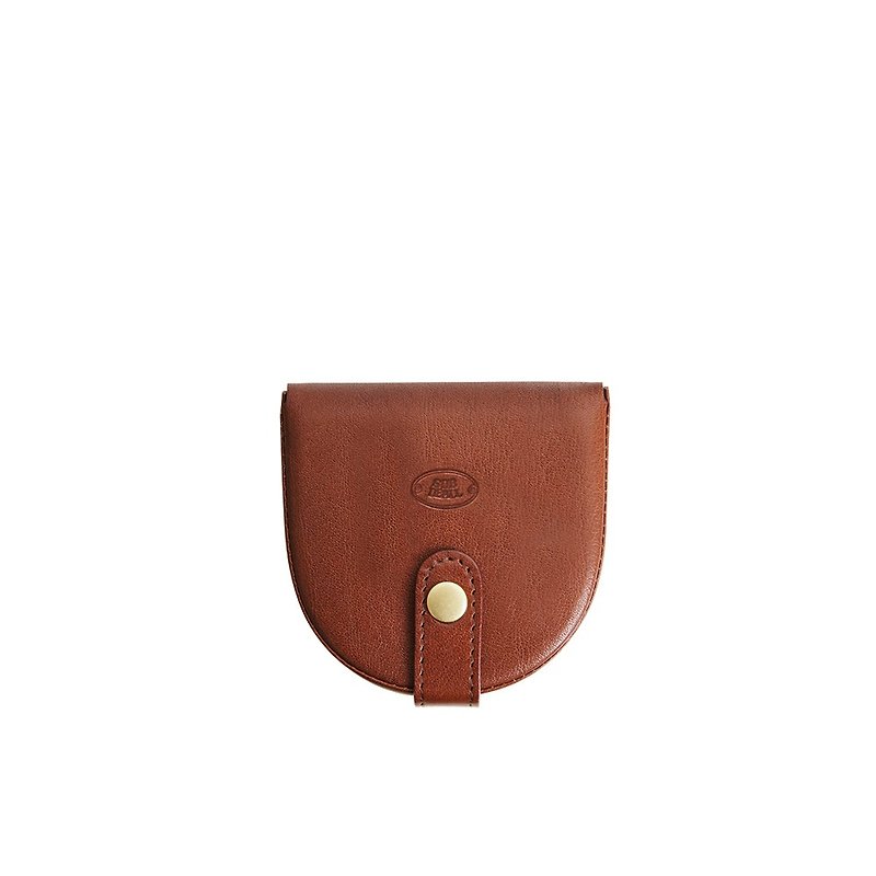 [SOBDEALL] Vegetable-tanned leather buckle horseshoe-shaped coin purse - Coin Purses - Genuine Leather Brown