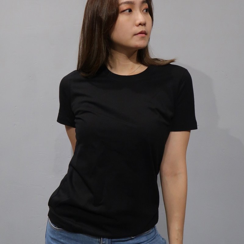 JSM 無畏黑 / 素黑女子短 Tee / 極簡百搭風格首選 - 女 T 恤 - 棉．麻 黑色
