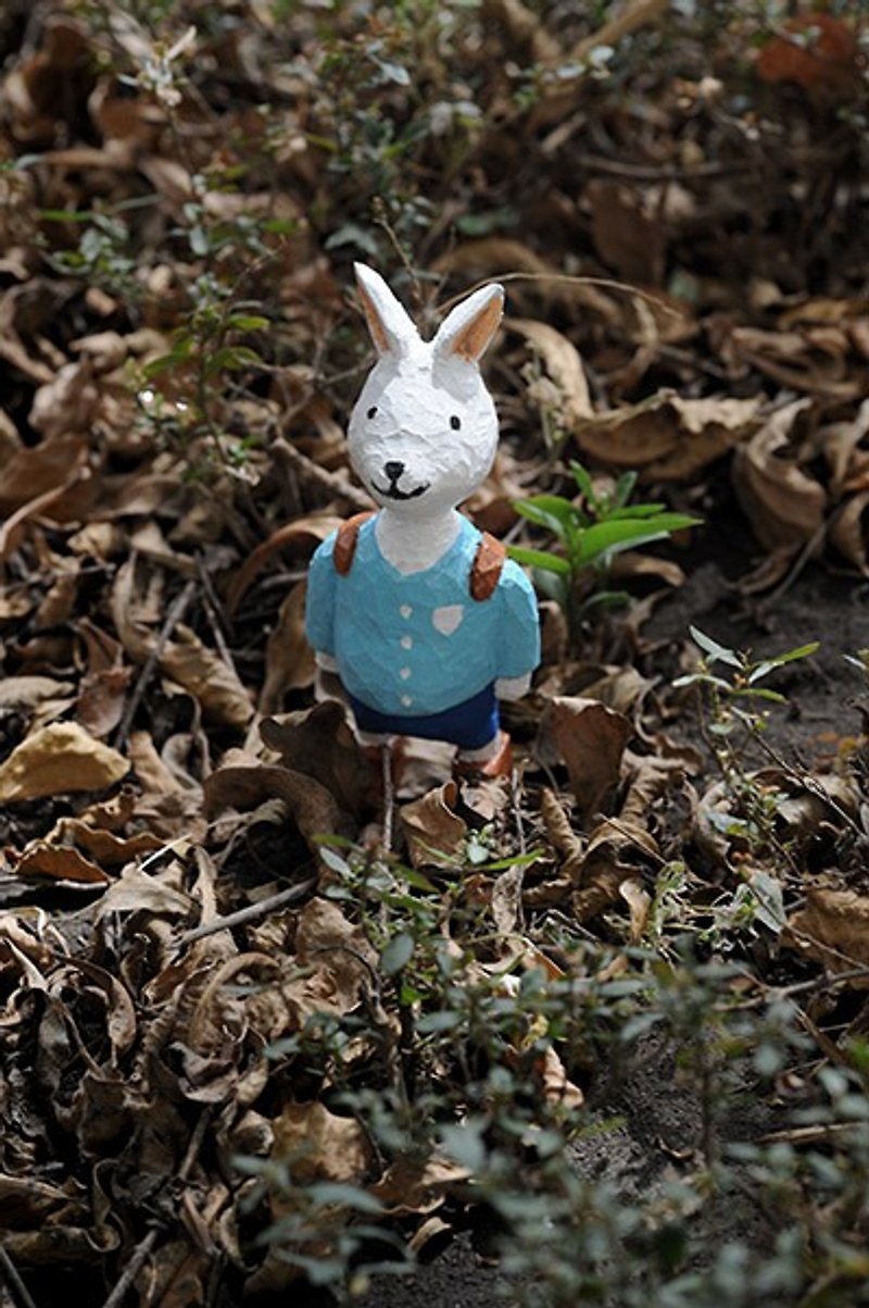 兔人♥ 擺飾 小木雕 木頭 可愛動物療癒擺飾 - 木工/竹藝/紙雕 - 木頭 