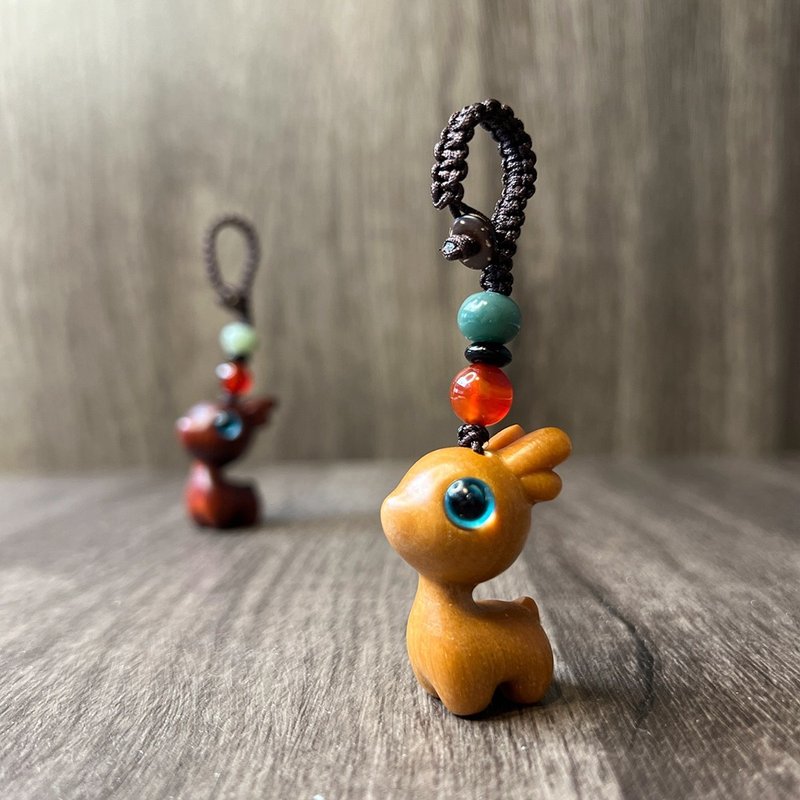 Cute Deer Keychain Keyring Gift Birthday Present Chinesegift Souvenir Deer - Keychains - Wood Brown