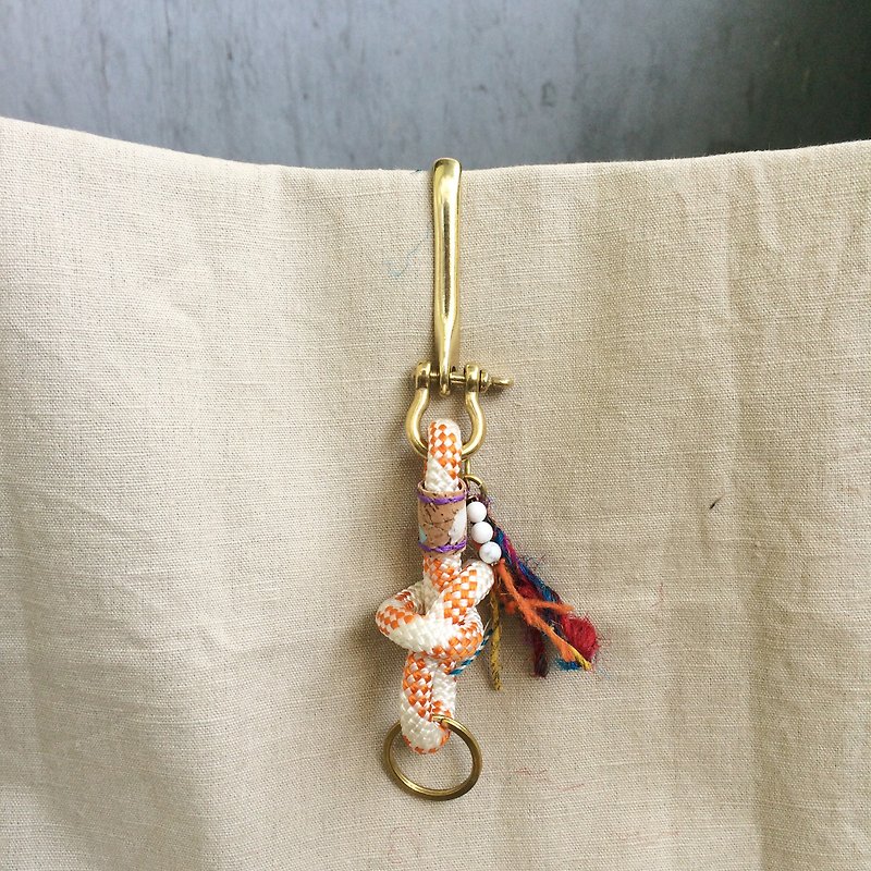 Ethnic climbing rope key chain~ Valentine's Day gift birthday present Christmas gifts Natural wire. Indian. - อื่นๆ - กระดาษ สีส้ม